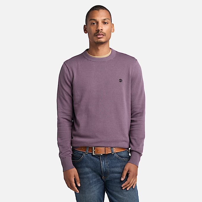 Pull en coton teint en fil Williams River pour homme en violet - 1