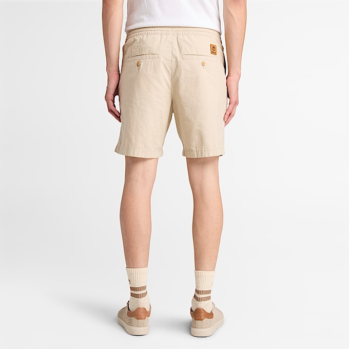 Pantalones cortos de lino de algodón para hombre en beis