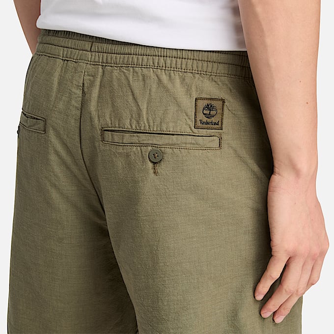 Pantalones cortos de lino de algodón para hombre en verde