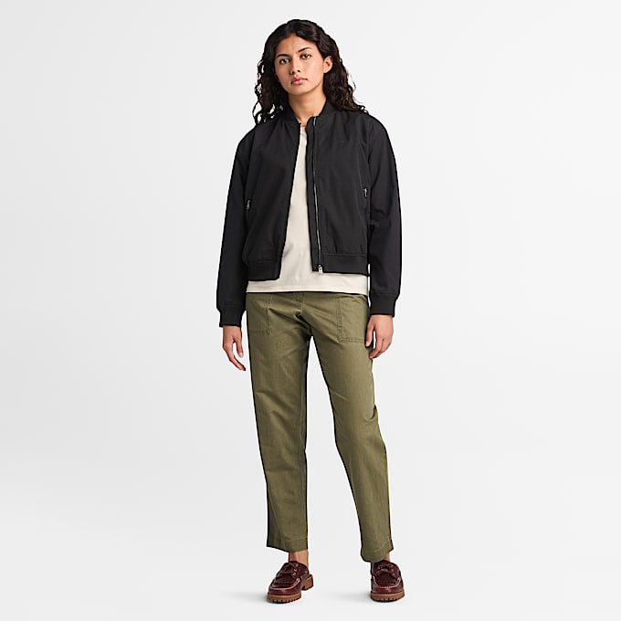 Linen Utility Fatigue Trouser for Women in Green