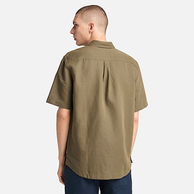 Overshirt Utility in Cotone e Lino da Uomo in verde