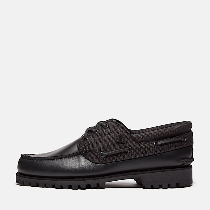Timberland® Authentic Handsewn 3-Eye Boat Shoe for Men in Black