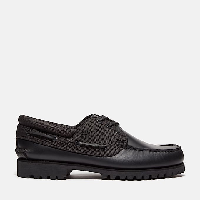 Timberland® Authentic Handsewn 3-Eye Boat Shoe for Men in Black - 1
