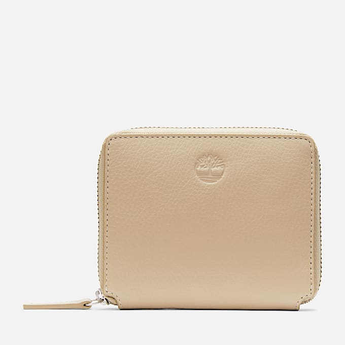 Leather Square Zip Wallet for Women in Beige - 1