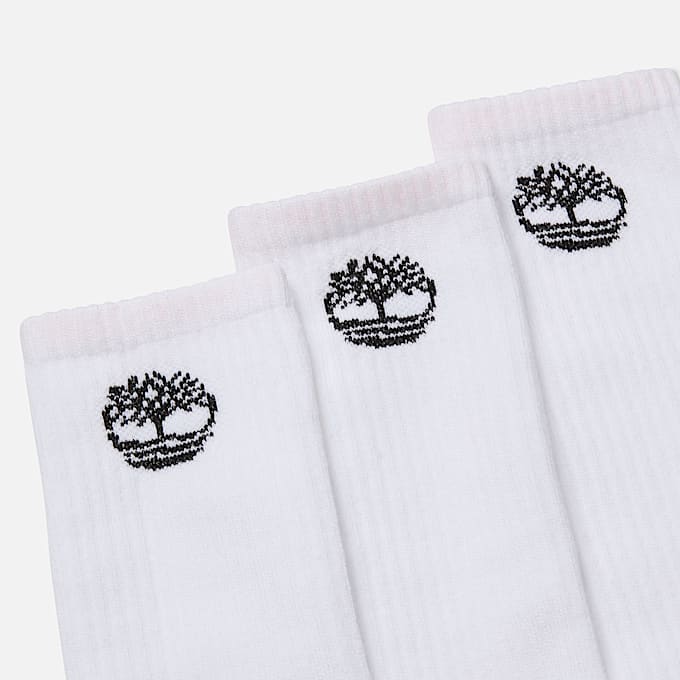 Bowden 3-Pack Tree Logo Full Cushion Crew Sock in White