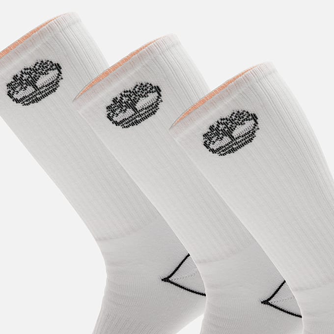 Bowden 3-Pack Tree Logo Full Cushion Crew Sock in White
