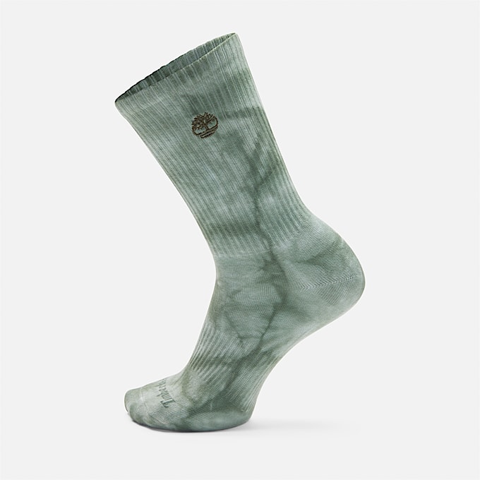 Sun-bleached Crew Socks in Green - 1