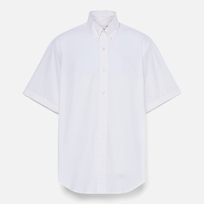 Camicia a Maniche Corte in Popeline Elasticizzato da Uomo in bianco - 1