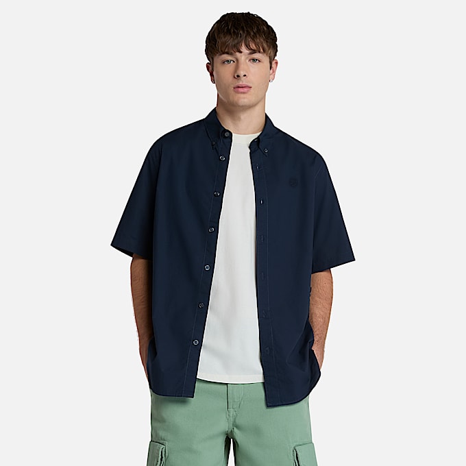 Kurzarmhemd aus StretchPopeline fr Herren in Blau TBL Blau HERO