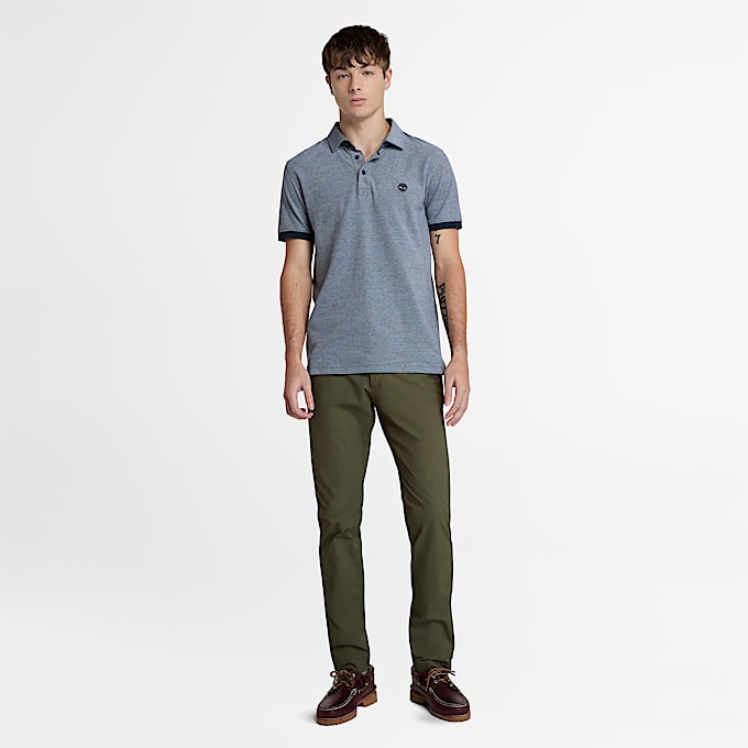 Polo de manga corta Oxford Baboosic Brook para hombre en azul oscuro