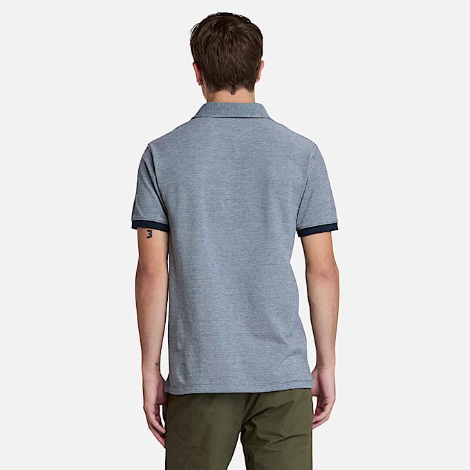 Polo de manga corta Oxford Baboosic Brook para hombre en azul oscuro