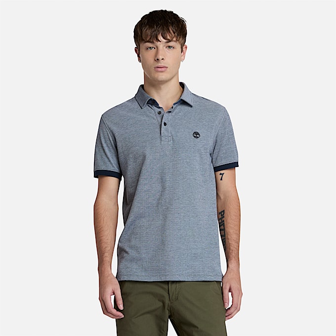Polo de manga corta Oxford Baboosic Brook para hombre en azul oscuro - 1