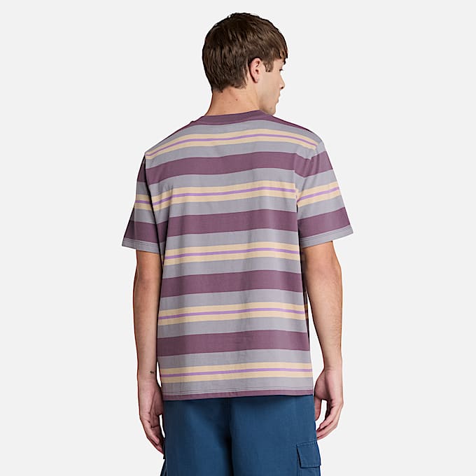 Gestreept T-shirt voor heren in paars