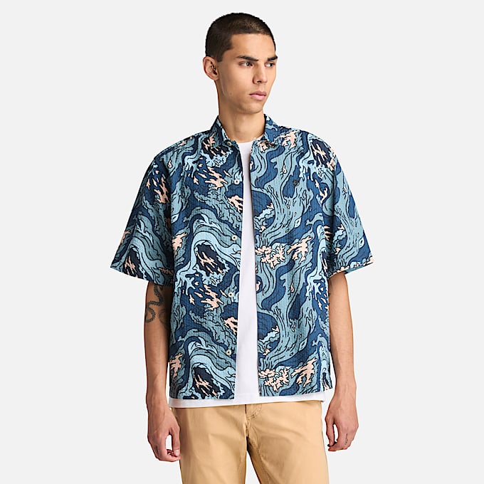 Resort Seersucker-Grafik-Hemd für Herren in Mehrfarbig - 1