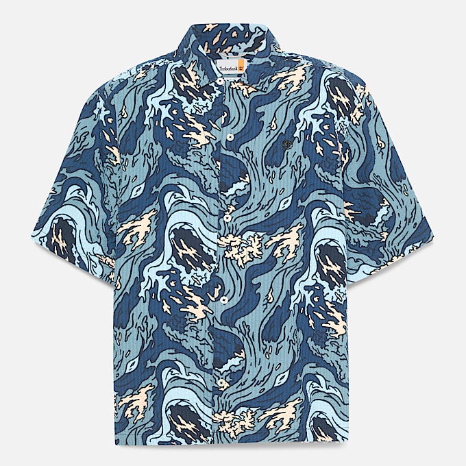 Resort Seersucker-Grafik-Hemd für Herren in Mehrfarbig