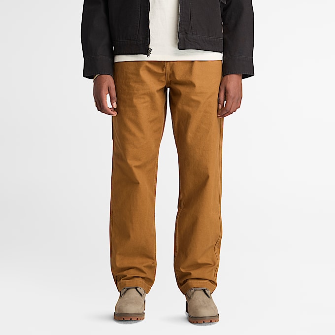 Pantaloni Stile Carpentiere in Tela Effetto Lavato Rindge da Uomo in giallo scuro - 1