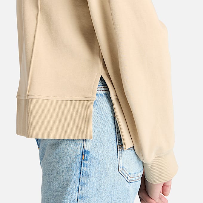 Lush Quarter Zip Sweatshirt for Women in Beige