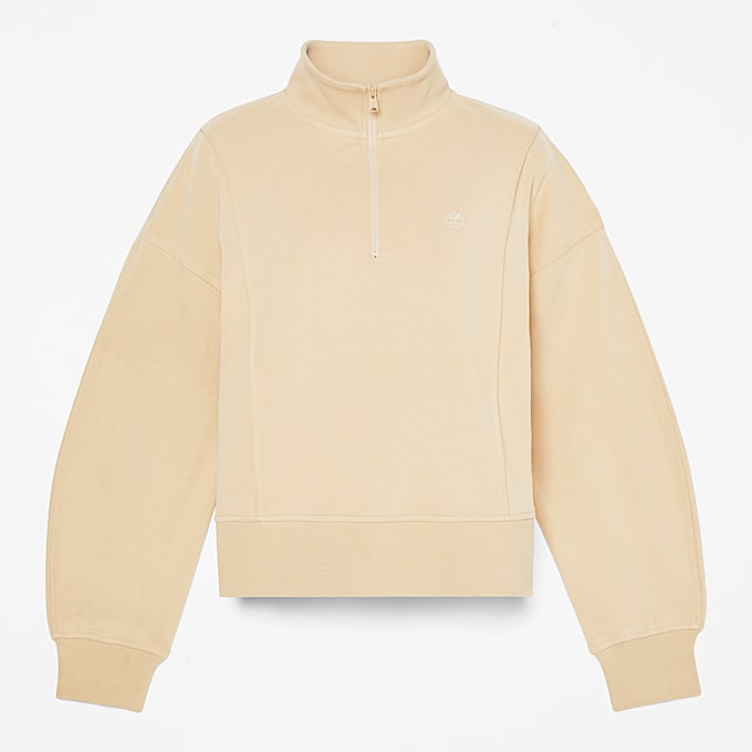 Lush Quarter Zip Sweatshirt for Women in Beige