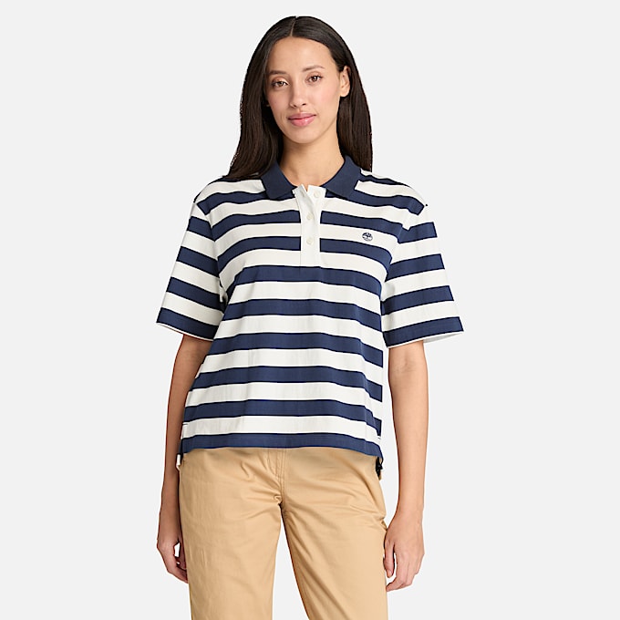 Short-Sleeve Polo Shirt for Women in Dark Blue - 1