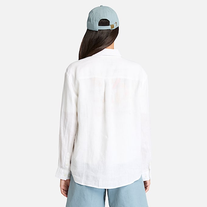 Long-Sleeve Linen Shirt for Women in White