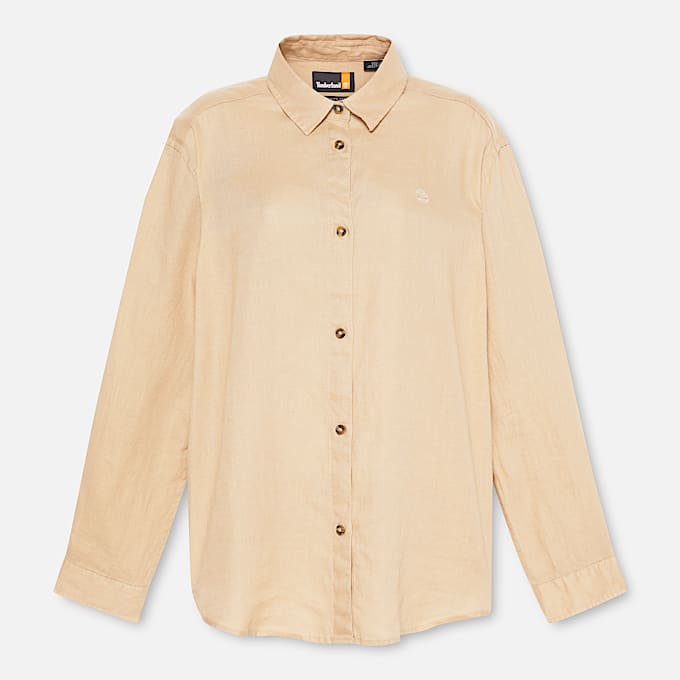 Camisa de lino para mujer en beis