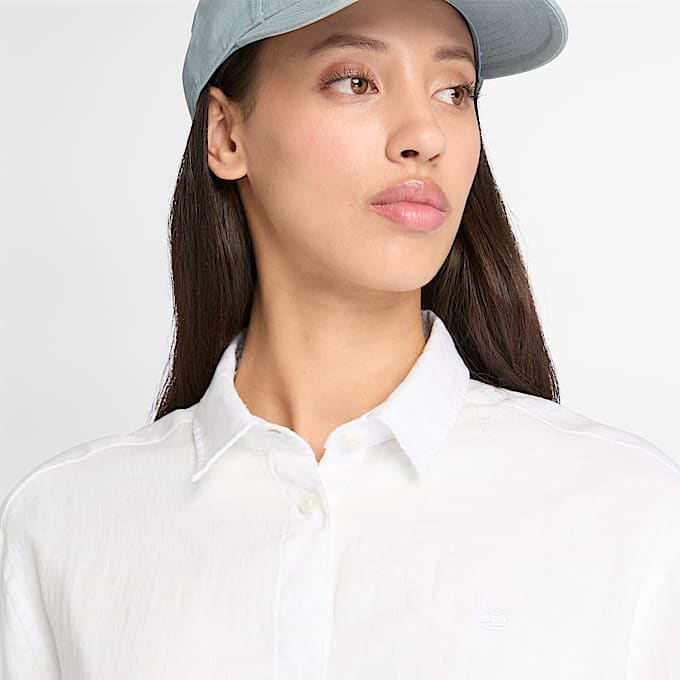 Camisa de lino para mujer en blanco