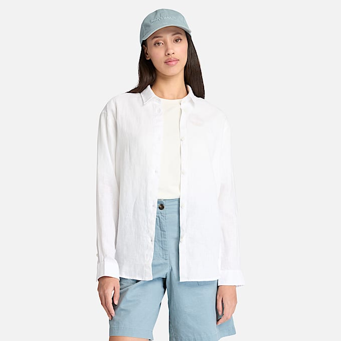 Camisa de lino para mujer en blanco