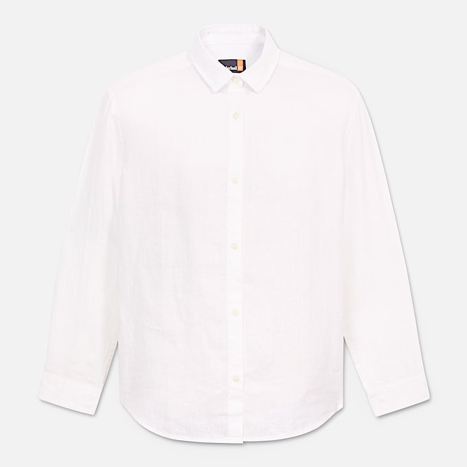 Long-Sleeve Linen Shirt for Women in White