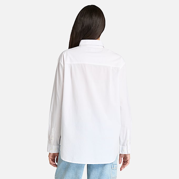 Poplin Long-Sleeve Shirt for Women in White