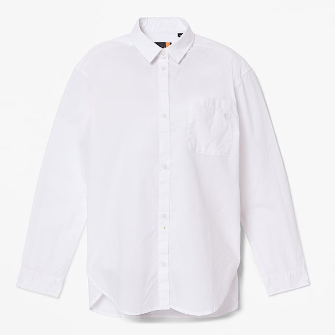 Poplin Long-Sleeve Shirt for Women in White - 1