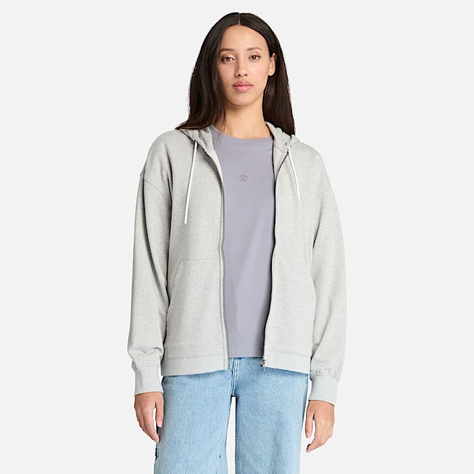 Exeter Loopback Hoodie met volledige rits voor dames in lichtgrijs - 1