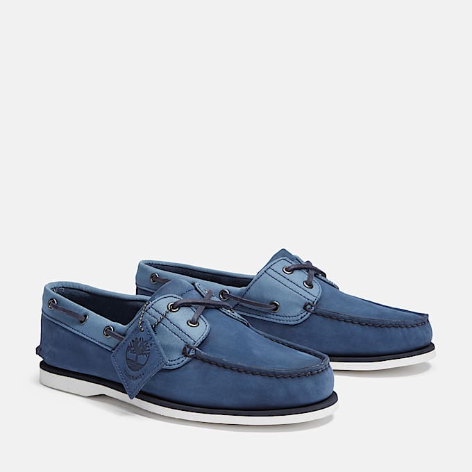 Chaussure bateau classique pour homme en bleu foncé