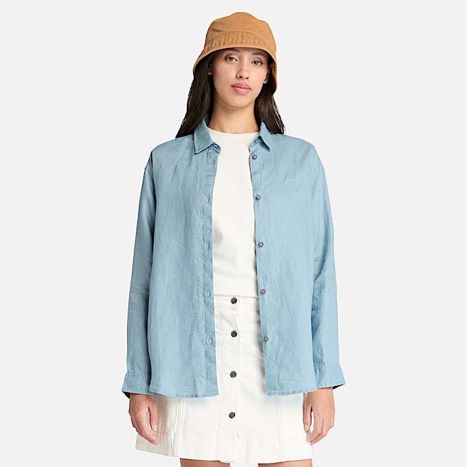 Camicia in Lino da Donna in blu chiaro - 1