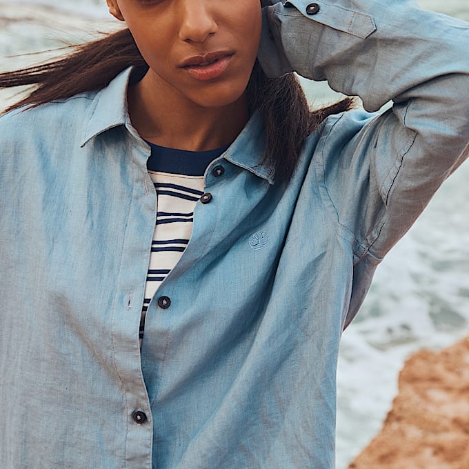 Camicia in Lino da Donna in blu chiaro