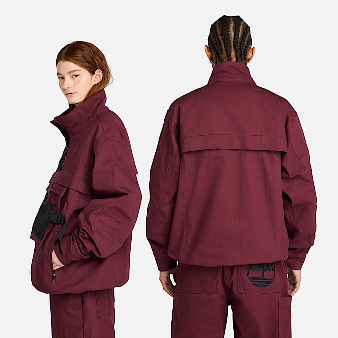 Timberland und HIGHSNOBIETY Pulloverjacke mit verstaubarer Aufbewahrungsmglichkeit in Burgunderrot TBL Burgunderrot ALT1