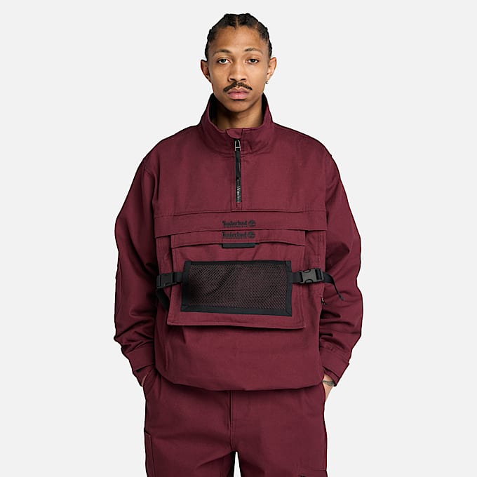 Timberland und HIGHSNOBIETY Pulloverjacke mit verstaubarer Aufbewahrungsmglichkeit in Burgunderrot TBL Burgunderrot ALT2