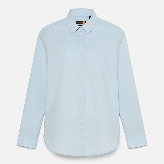 Camisa em Popelina para Mulher em azul-claro