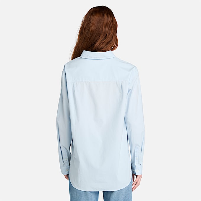 Camisa em Popelina para Mulher em azul-claro