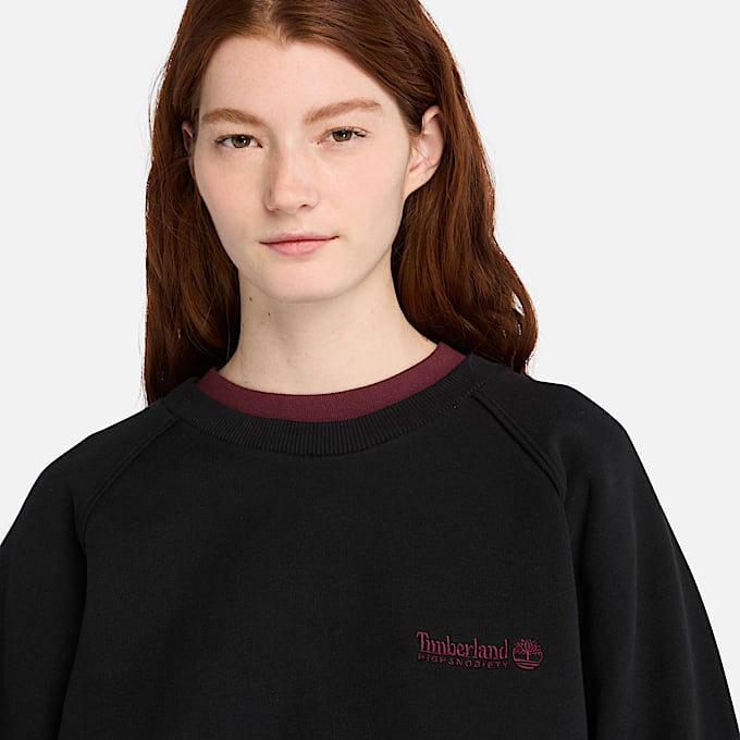 Timberland und HIGHSNOBIETY RaglanSweatshirt mit Rundhalsausschnitt in Schwarz TBL Schwarz ALT3