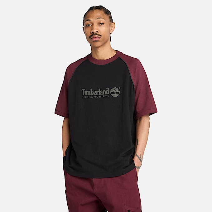Timberland und HIGHSNOBIETY RaglanTShirt mit Farbblockdesign in Schwarz TBL Schwarz ALT2