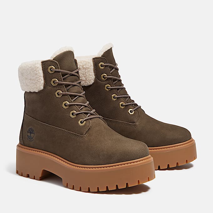 Wasserdichter Stone Street Boot mit Plateausohle und warmem Futter fr Damen in Dunkelbraun TBL Braun ALT4