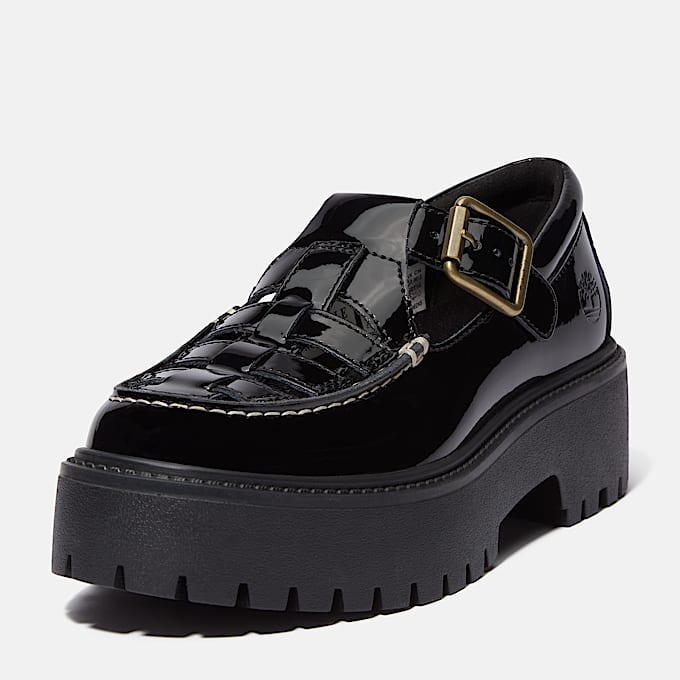 Stone Street Platform Buckle Shoe for Women in Black TBL Black ALT9