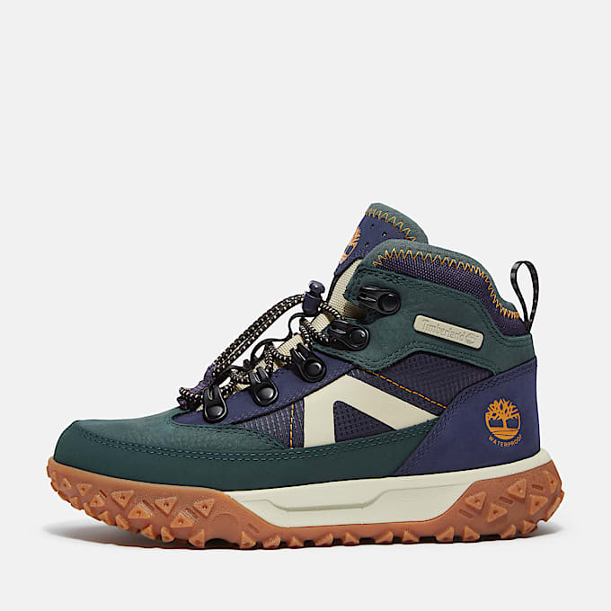 GreenStride Motion 6 Mid Bungee Waterproof Trainer for Youth in Dark Green TBL Green ALT8