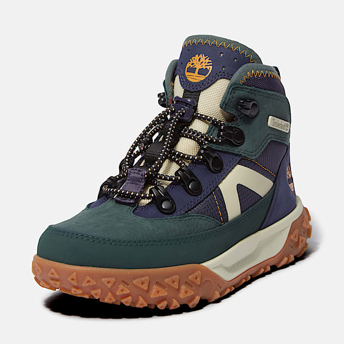 GreenStride Motion 6 Mid Bungee Waterproof Trainer for Youth in Dark Green TBL Green ALT9