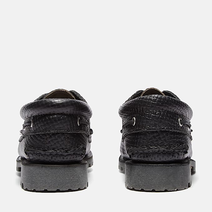 Timberland Authentic 3Eye Lug Handsewn Boat Shoe for Men in Black TBL Black ALT5