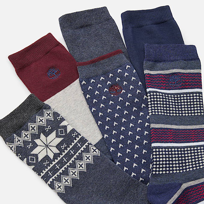 6-Pack Giftable Crew Sock for Men in Dark Blue