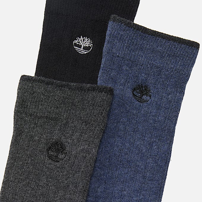 Timberland 3Pack Danforth OvertheCalf Sock for Men in Black TBL Black ALT1