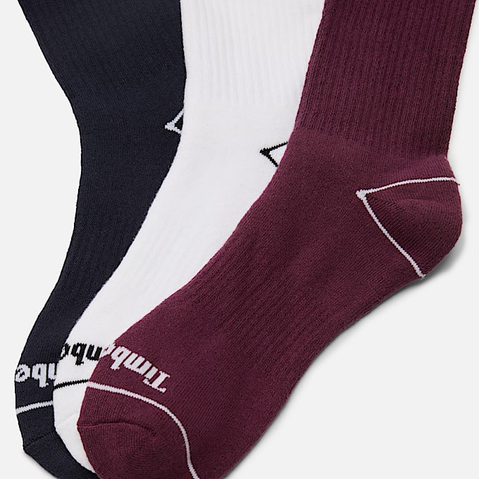 Bowden 3-Pack Full Cushion Crew Sock in Burgundy