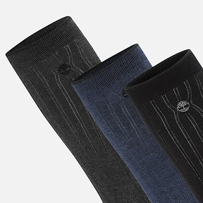 Timberland 3Pack Danforth OvertheCalf Sock for Men in Black TBL Black ALT2