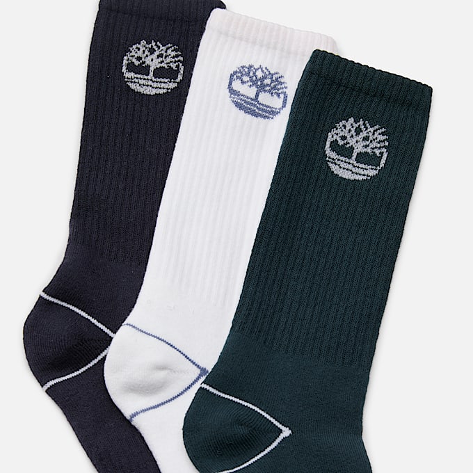 Bowden Crew-Socken mit durchgehender Polsterung und Baum-Logo im 3er-Pack in Dunkelgrün